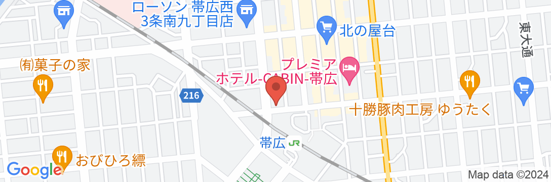 天然モール温泉 ホテルルートイン帯広駅前の地図