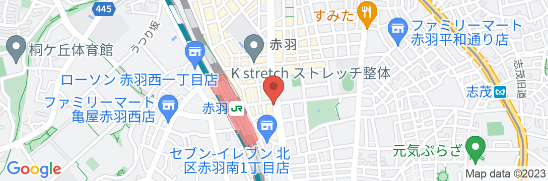 高濃度炭酸泉 東京都北区赤羽の湯 スーパーホテル東京・赤羽駅南口の地図