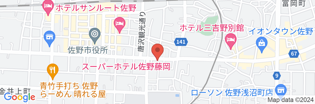 天然温泉 秀郷の湯 スーパーホテル佐野藤岡の地図