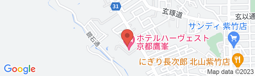 ホテルハーヴェスト京都鷹峯の地図