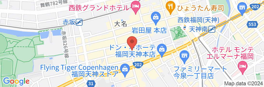 ランプライトブックスホテル福岡の地図