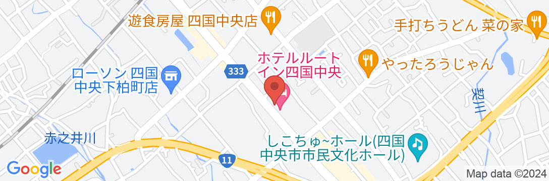 天然温泉「旅人の湯」ホテルルートイン四国中央‐三島川之江インター‐の地図