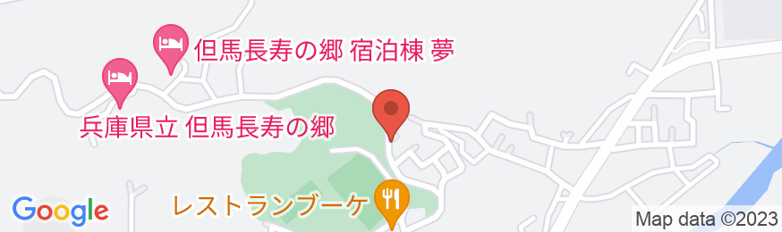 兵庫県立但馬長寿の郷 宿泊棟「夢」ロッジの地図