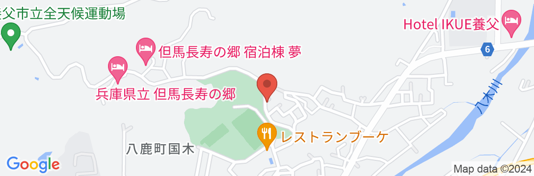 兵庫県立但馬長寿の郷 宿泊棟「夢」ロッジの地図
