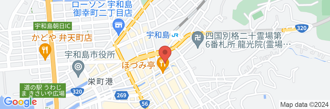 天然温泉渓流滑床の湯 スーパーホテル宇和島駅前天然温泉の地図