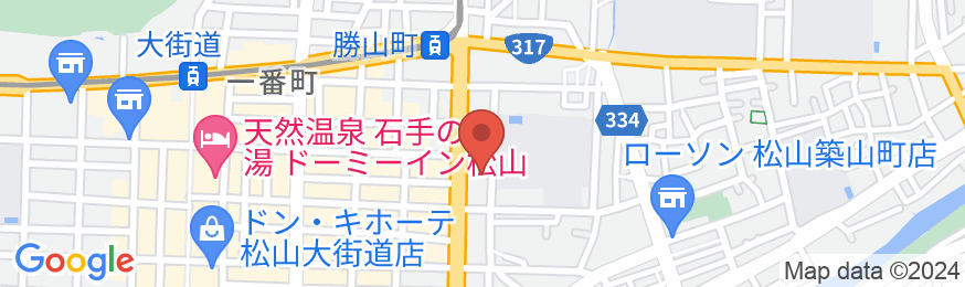 天然温泉「旅人の湯」ホテルルートイン松山-勝山通り-の地図