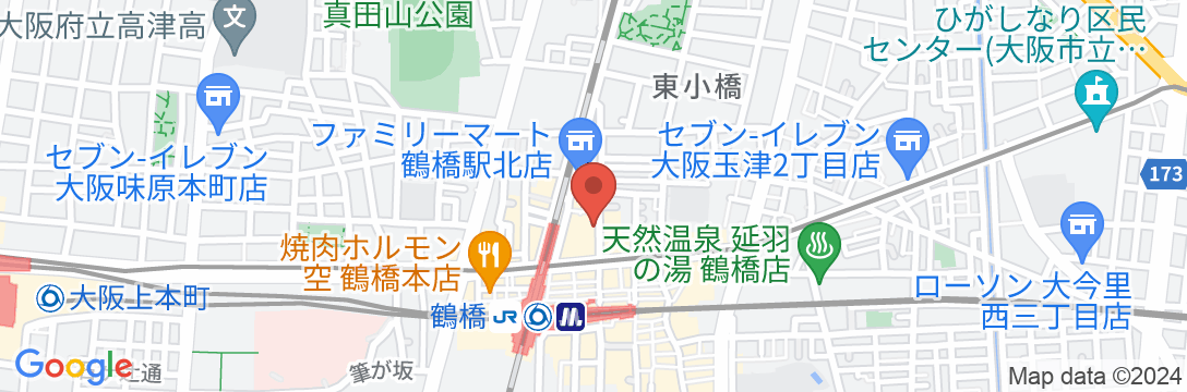 5LDK貸切戸建,飲食街、鶴橋駅徒歩2分、難波まで3駅/民泊【Vacation STAY提供】の地図