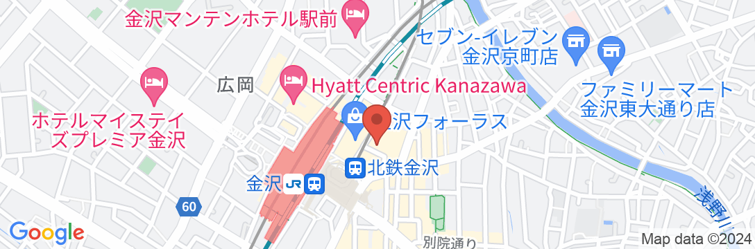 スマイルホテルプレミアム金沢東口駅前の地図