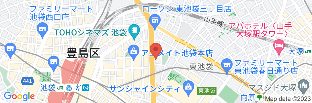 ホテルルートイン東京池袋の地図