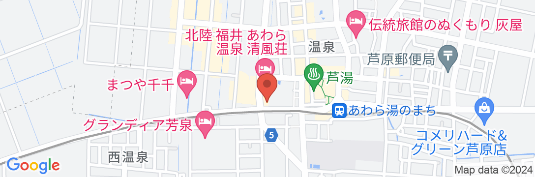 北陸 福井 あわら温泉 清風荘(北陸最大級の庭園露天風呂の宿 清風荘)の地図
