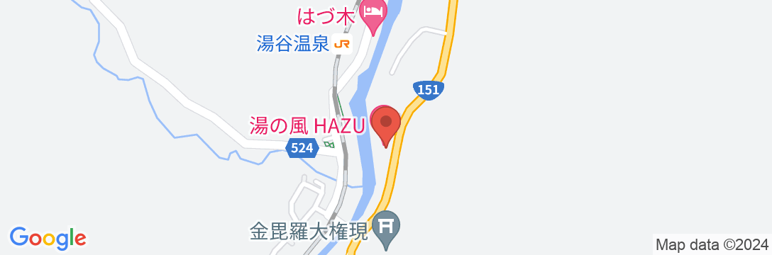 湯谷温泉 湯の風 HAZUの地図