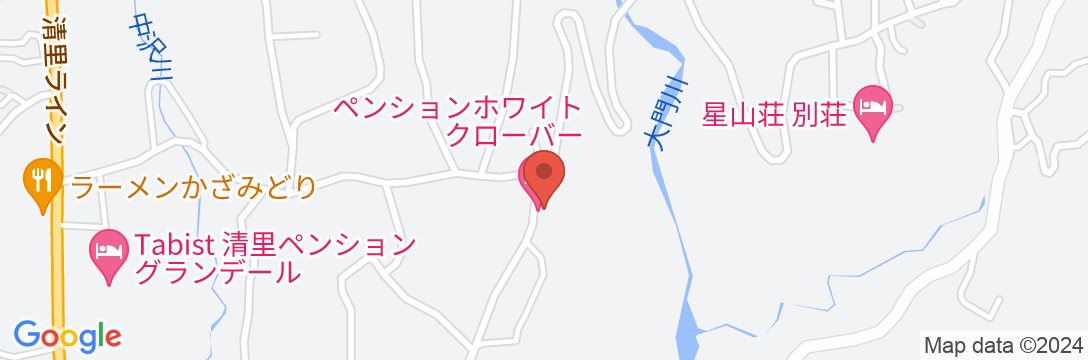 清里ペンション ホワイトクローバーの地図