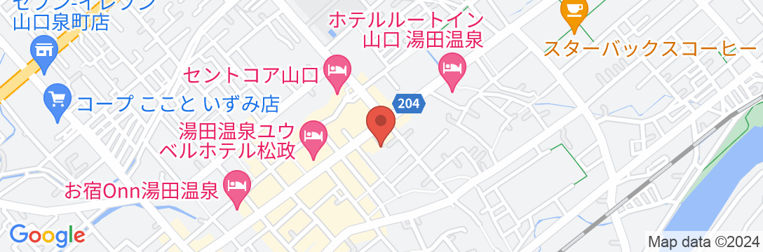 湯田温泉 ビジネスホテル うえの<山口県>の地図