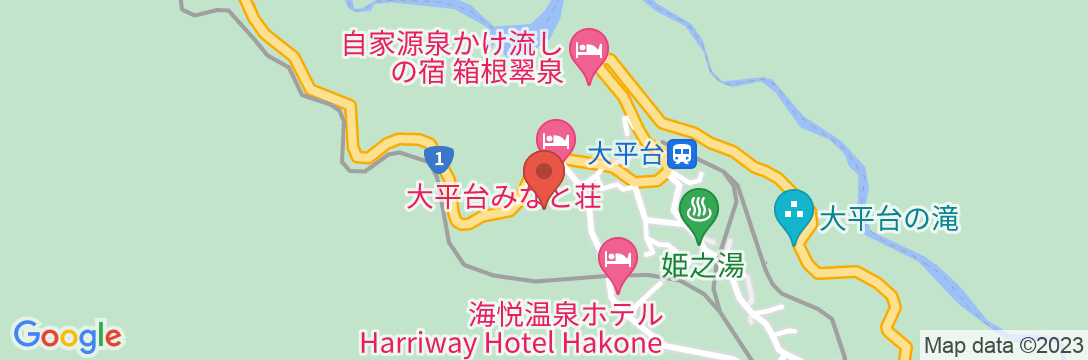 箱根大平台温泉 山水荘の地図