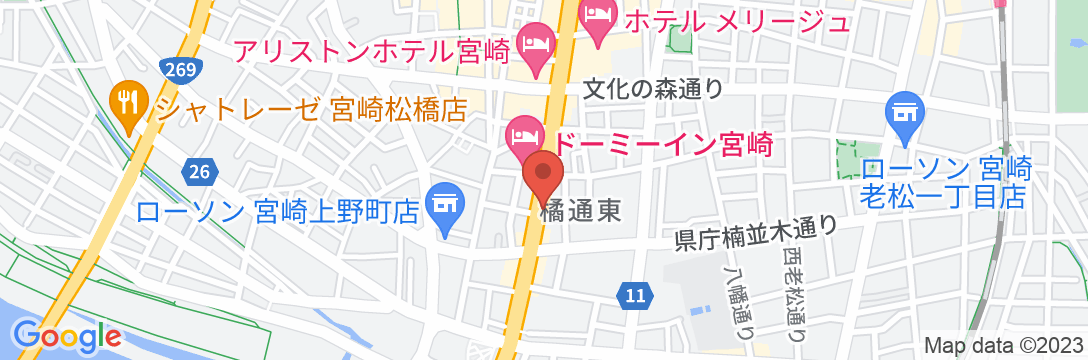 天然温泉 たかちほの湯 スーパーホテル宮崎天然温泉の地図