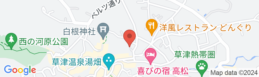 草津温泉 尻焼き風呂の桐島屋旅館の地図