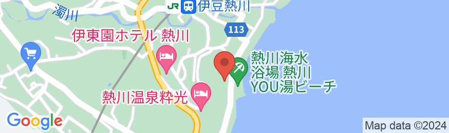 伊豆大島を正面に臨む 眺望絶佳の宿 熱川館の地図