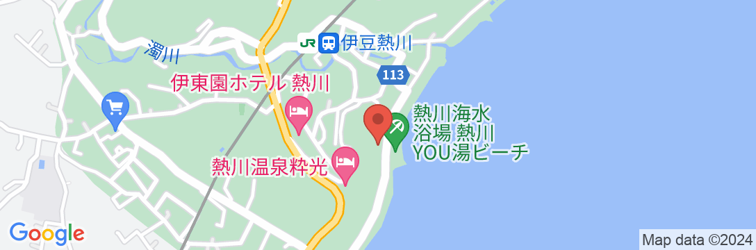 伊豆大島を正面に臨む 眺望絶佳の宿 熱川館の地図