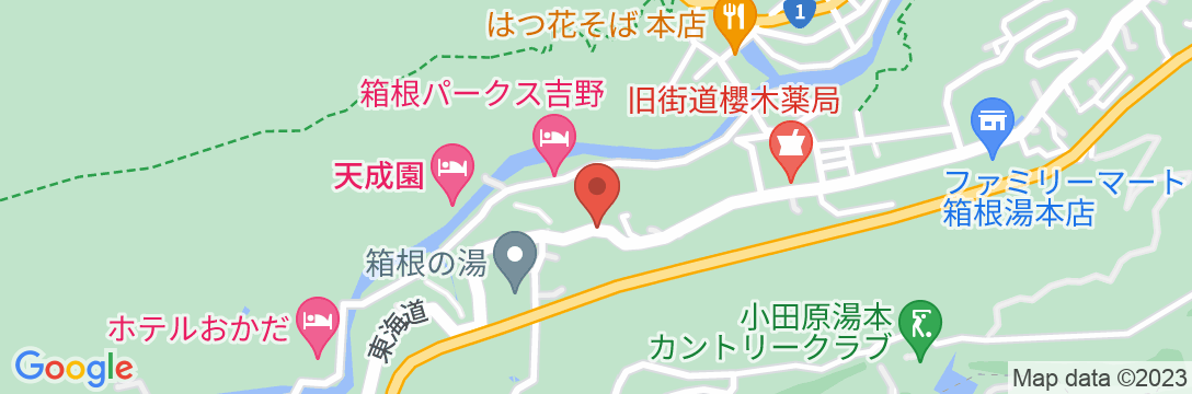 箱根湯本温泉 庭園露天を味わう宿 湯さか荘の地図