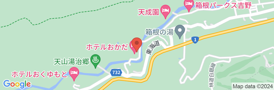 箱根湯本温泉 箱根の森 おかだの地図