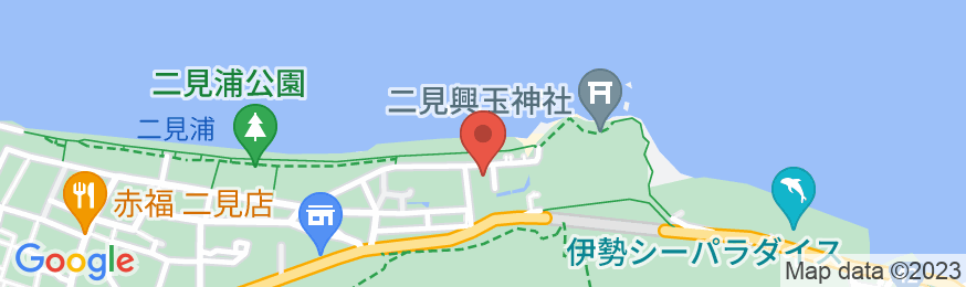 伊勢志摩 みそぎの町二見浦の 塩結びの宿 岩戸館の地図
