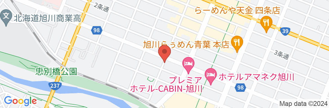 ルートイン旭川駅前一条通の地図