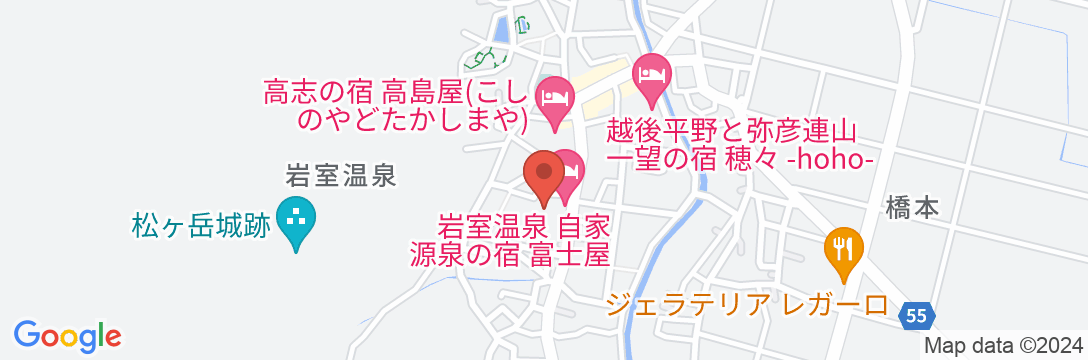 新潟 岩室温泉 自家源泉の宿 富士屋の地図