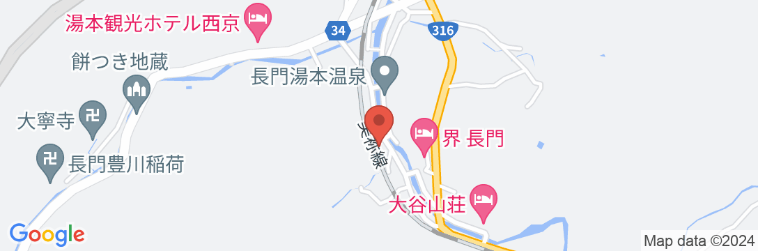長門湯本温泉 一福旅館の地図