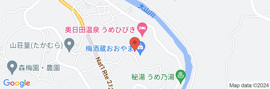 奥日田温泉 うめひびきの地図