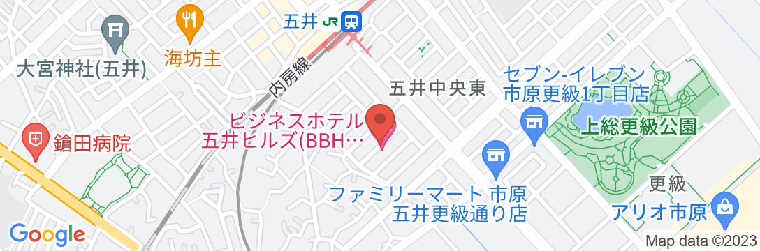 ビジネスホテル五井ヒルズ 五井駅前(BBHホテルグループ)の地図
