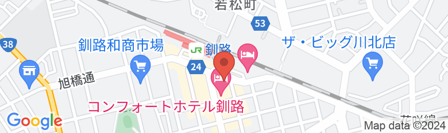 備長炭の湯 ホテルクラウンヒルズ釧路駅前(BBHホテルグループ)の地図