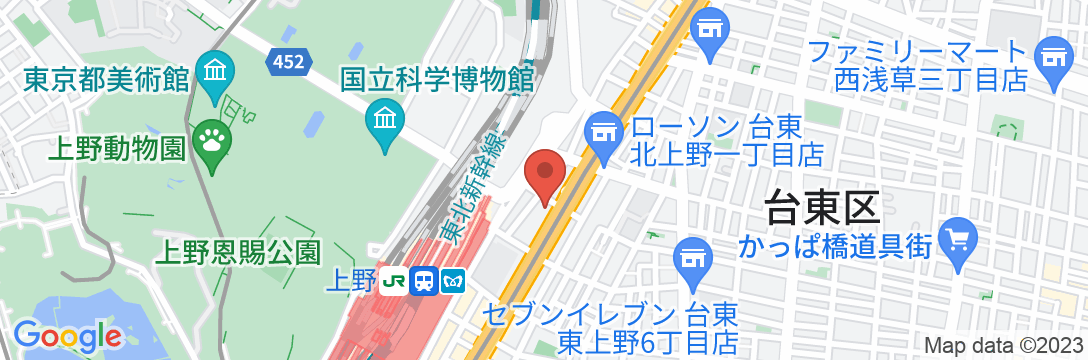 スーパーホテルJR上野入谷口の地図