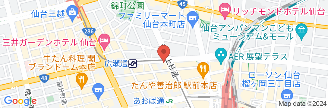 天然温泉 青葉の湯 ドーミーイン仙台ANNEX(ドーミーイン・御宿野乃 ホテルズグループ)の地図