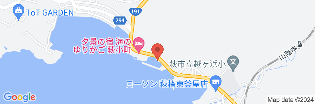 萩温泉郷 夕景の宿 海のゆりかご 萩小町の地図