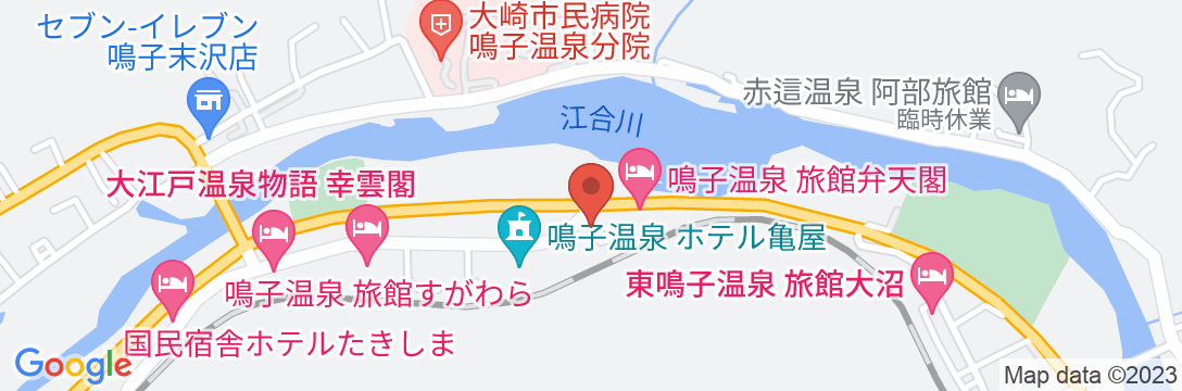 鳴子温泉 旅館弁天閣の地図