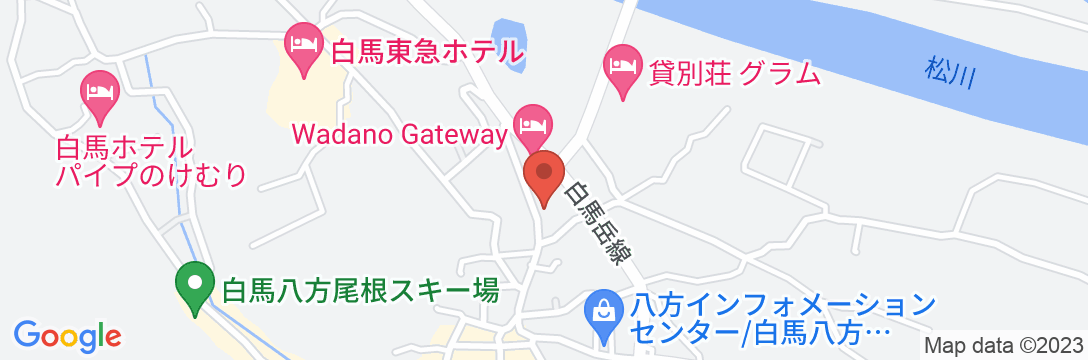 白馬八方温泉 新民宿 東上館(ひがしわかた)の地図
