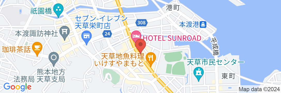 カプセルホテル天草(B&Cホテル)の地図