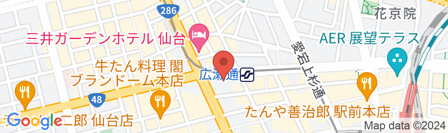 天然温泉 弦月の湯 スーパーホテル仙台・広瀬通りの地図