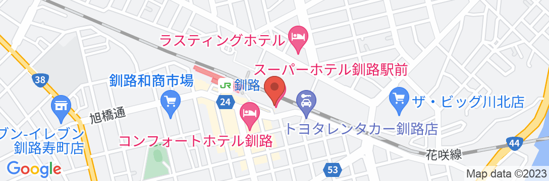天然温泉 白鳥の湯 スーパーホテル釧路駅前の地図