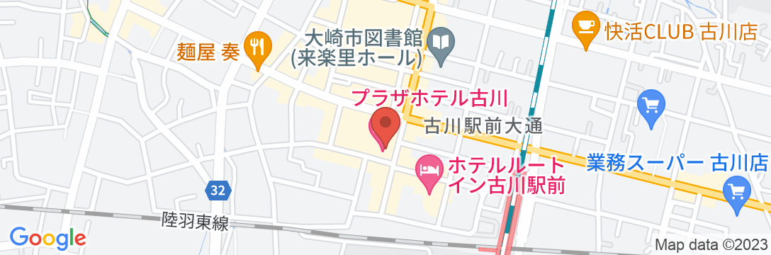 プラザホテル 古川の地図