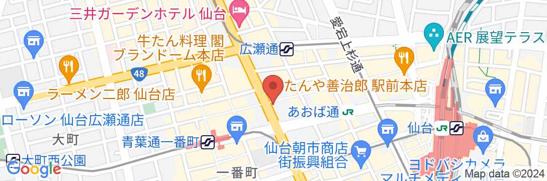 ホテルクラウンヒルズ仙台青葉通り(BBHホテルグループ)の地図