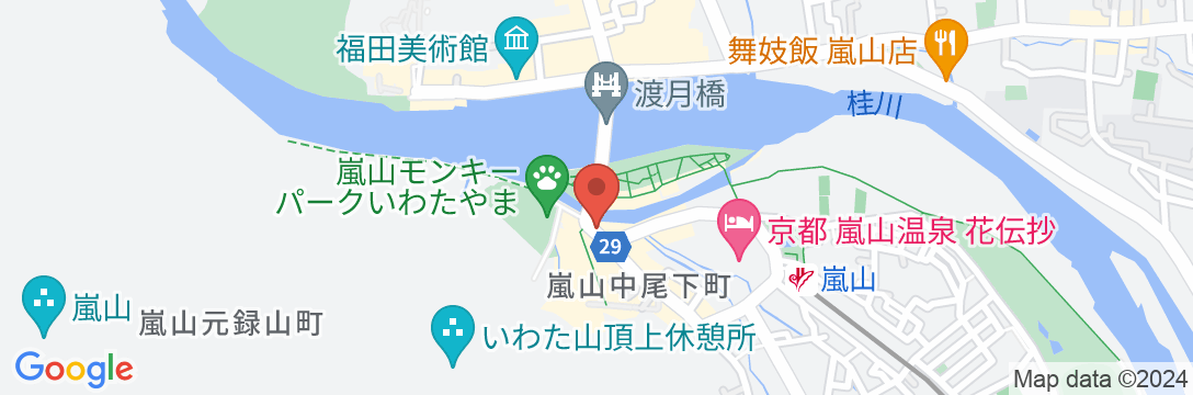 京都 嵐山温泉 渡月亭の地図