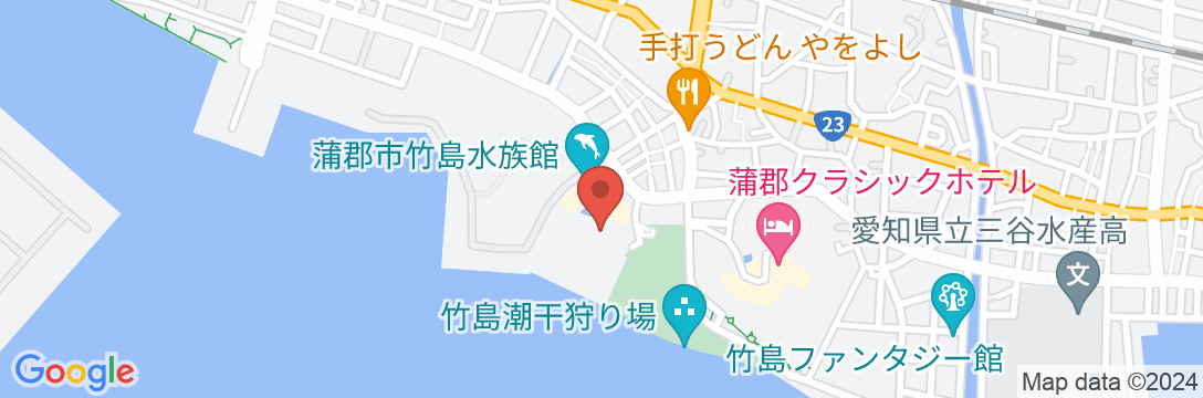 三河湾蒲郡温泉 美白泉 Tの楽園 ホテル竹島の地図