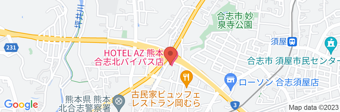 HOTEL AZ 熊本合志北バイパス店の地図