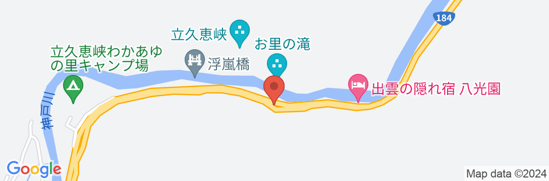 立久恵峡温泉 絶景の宿 御所覧場の地図