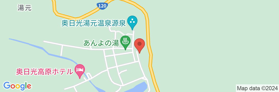 奥日光湯元温泉 湯元板屋の地図