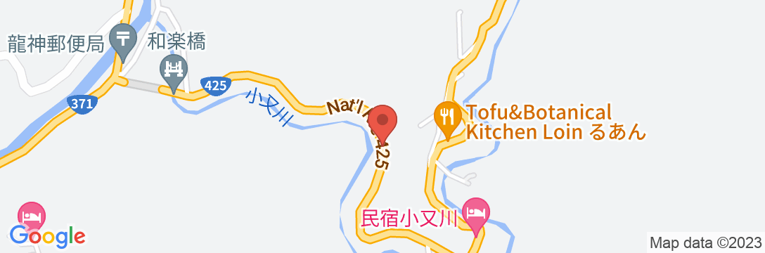 奥・小又川バンガローの地図