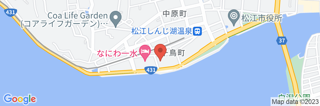 松江しんじ湖温泉 夕景湖畔 すいてんかくの地図
