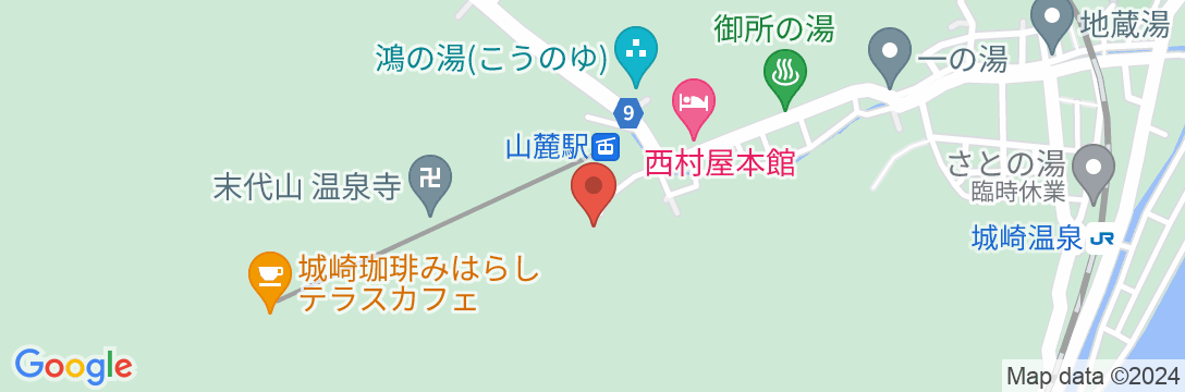 城崎温泉 湯楽 Yuraku Kinosaki Spa&Gardensの地図