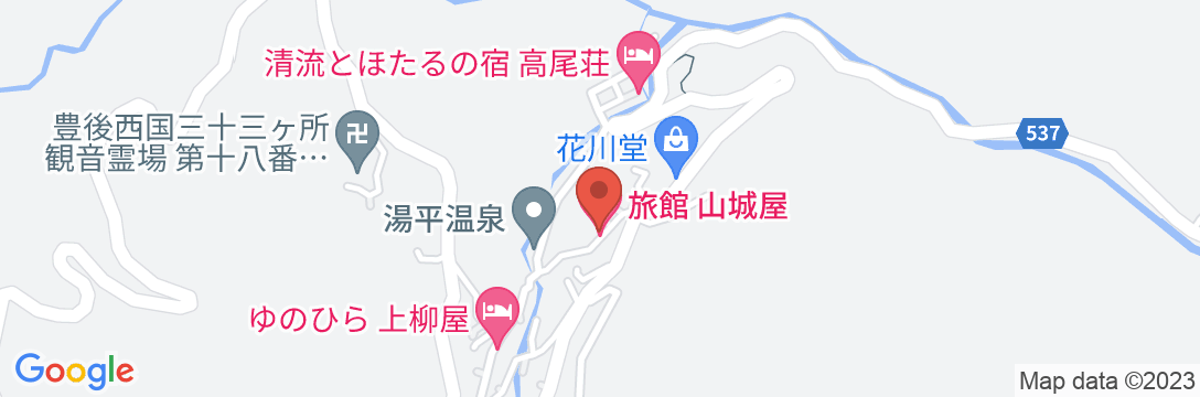 湯平温泉 旅館 山城屋の地図